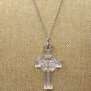Waterford Crystal Vintage 2.5"L Clear Crystal Cross on 925 Silver Chain 20"L
